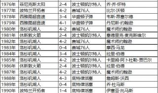 历届冠亚军一览表